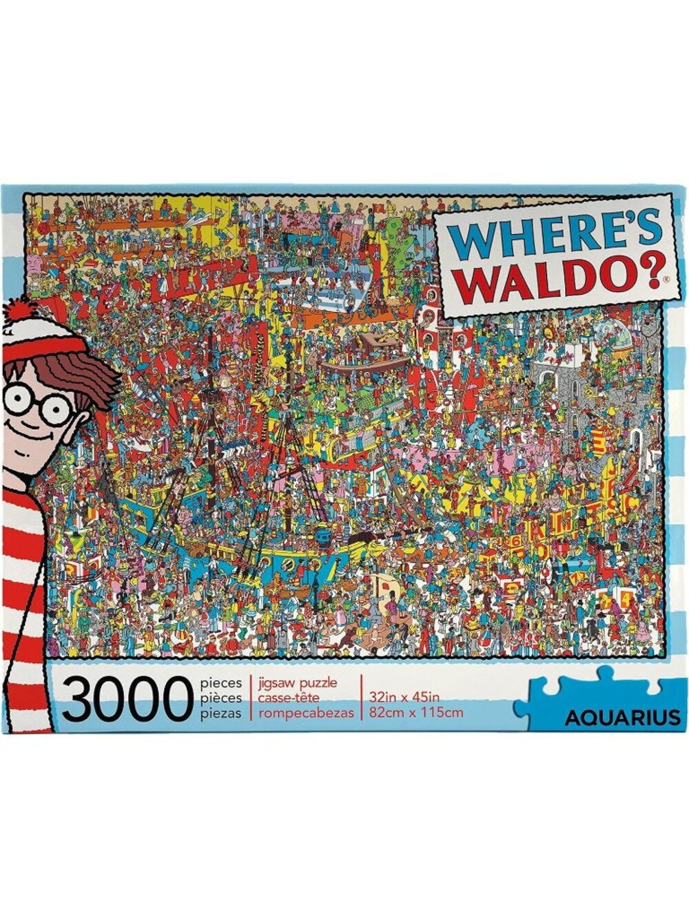 WHERE'S WALDO 3000 Piece Jigsaw Puzzle 32x45 New Sealed Aquarius